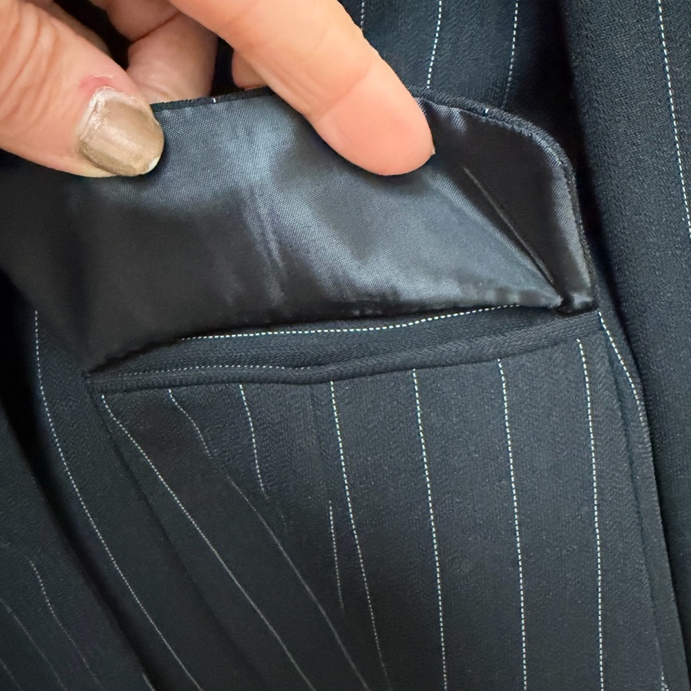 Women's Black Pinstripe Suit Jacket & Pants - Picture 4 of 10